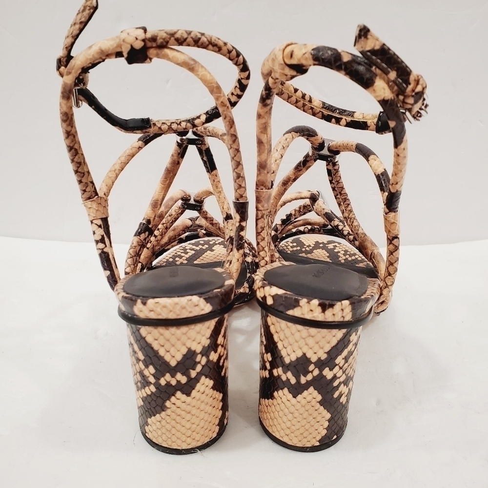 NEW Rebecca Minkoff Apolline Snakeskin Leather Strappy Sandals Rosewood - Picture 3 of 5
